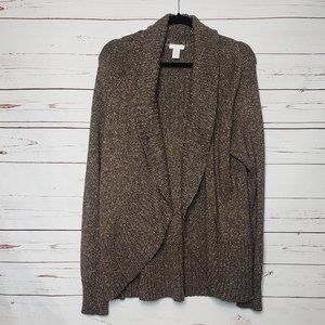 Chico's Brown Shimmer Waterfall Front Cardigan Sweater